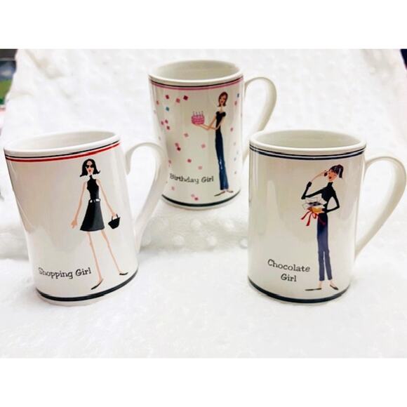 The Girls, The T Company Santa Barbara, Set of (3) Designer 12oz Coffee Mugs - Picture 1 of 7